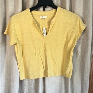 Madewell Yellow Crop Polo T-Shirt